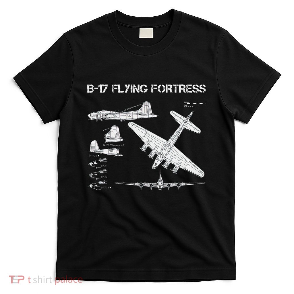 B 17 Flying Fortress Ww2 Heavy Bomber Aircraft Blueprint T-Shirt