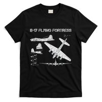 B 17 Flying Fortress Ww2 Heavy Bomber Aircraft Blueprint T-Shirt