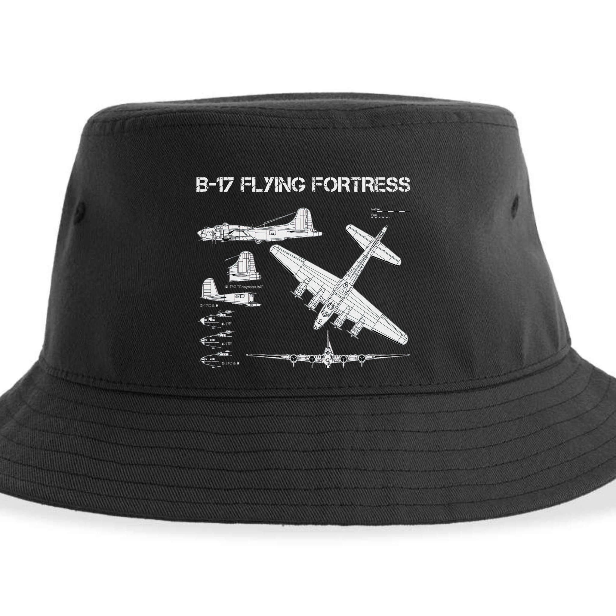 B 17 Flying Fortress Ww2 Heavy Bomber Aircraft Blueprint Sustainable Bucket Hat
