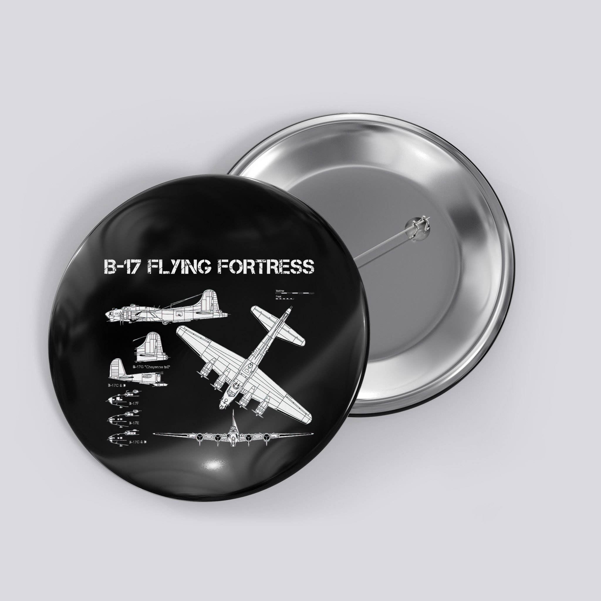 B 17 Flying Fortress Ww2 Heavy Bomber Aircraft Blueprint Button