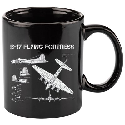 B 17 Flying Fortress Ww2 Heavy Bomber Aircraft Blueprint 11oz C Handle Ceramic Mug