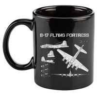 B 17 Flying Fortress Ww2 Heavy Bomber Aircraft Blueprint 11oz C Handle Ceramic Mug
