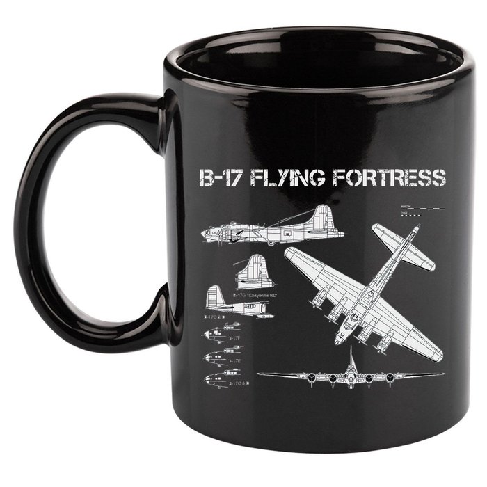 B 17 Flying Fortress Ww2 Heavy Bomber Aircraft Blueprint 11oz C Handle Ceramic Mug