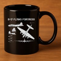 B 17 Flying Fortress Ww2 Heavy Bomber Aircraft Blueprint 11oz C Handle Ceramic Mug