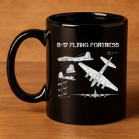 B 17 Flying Fortress Ww2 Heavy Bomber Aircraft Blueprint 11oz C Handle Ceramic Mug