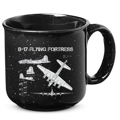 B 17 Flying Fortress Ww2 Heavy Bomber Aircraft Blueprint 15oz Campfire Ceramic Mug