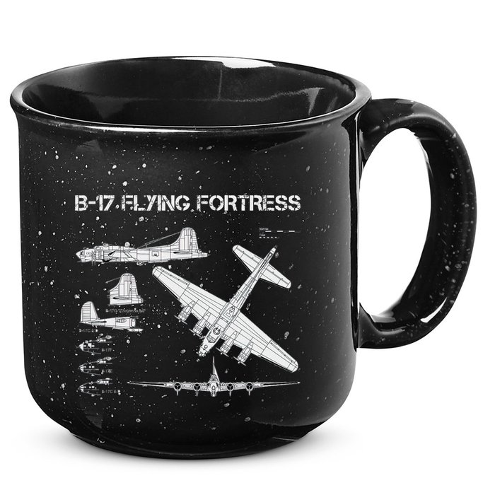 B 17 Flying Fortress Ww2 Heavy Bomber Aircraft Blueprint 15oz Campfire Ceramic Mug