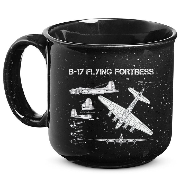 B 17 Flying Fortress Ww2 Heavy Bomber Aircraft Blueprint 15oz Campfire Ceramic Mug