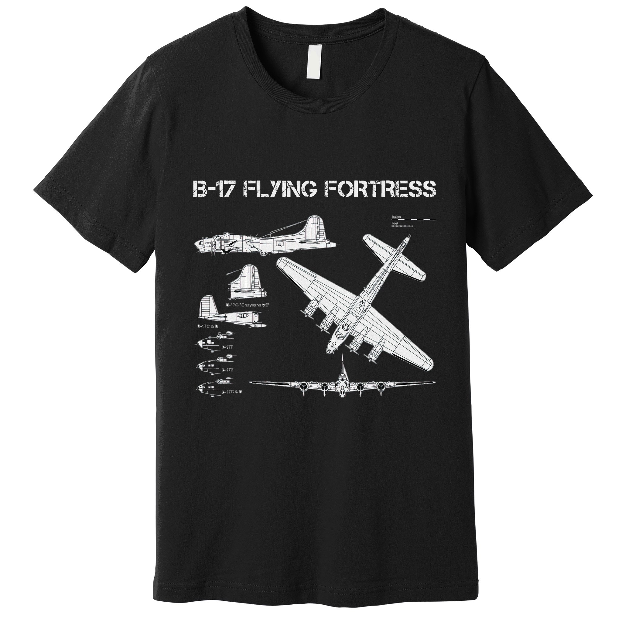 B 17 Flying Fortress Ww2 Heavy Bomber Aircraft Blueprint Premium T-Shirt