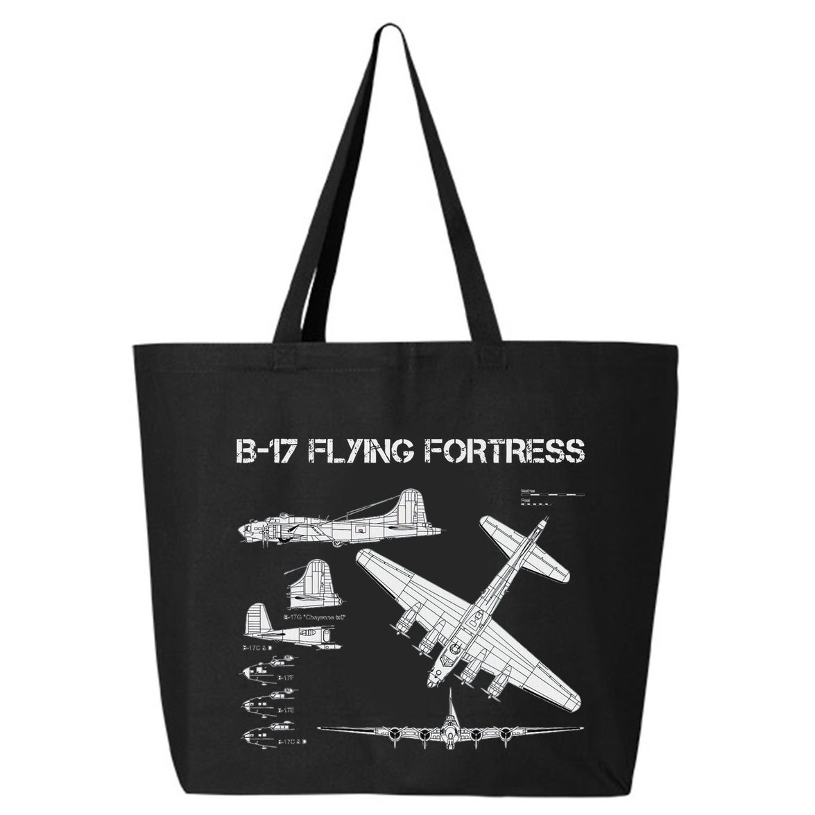 B 17 Flying Fortress Ww2 Heavy Bomber Aircraft Blueprint 25L Jumbo Tote