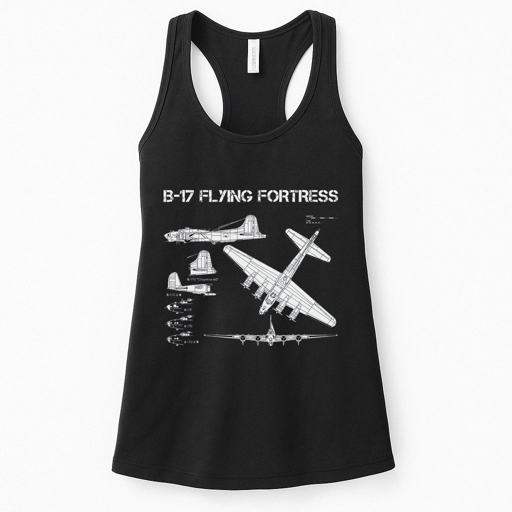B 17 Flying Fortress Ww2 Heavy Bomber Aircraft Blueprint Womens Tank Top