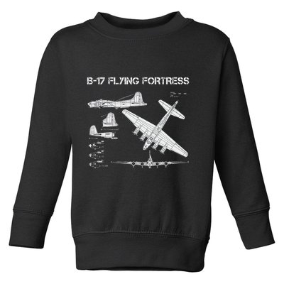 B 17 Flying Fortress Ww2 Heavy Bomber Aircraft Blueprint Toddler Sweatshirt