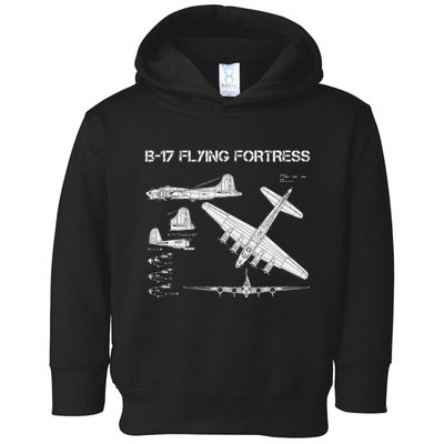 B 17 Flying Fortress Ww2 Heavy Bomber Aircraft Blueprint Toddler Hoodie