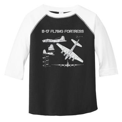 B 17 Flying Fortress Ww2 Heavy Bomber Aircraft Blueprint Toddler Fine Jersey T-Shirt