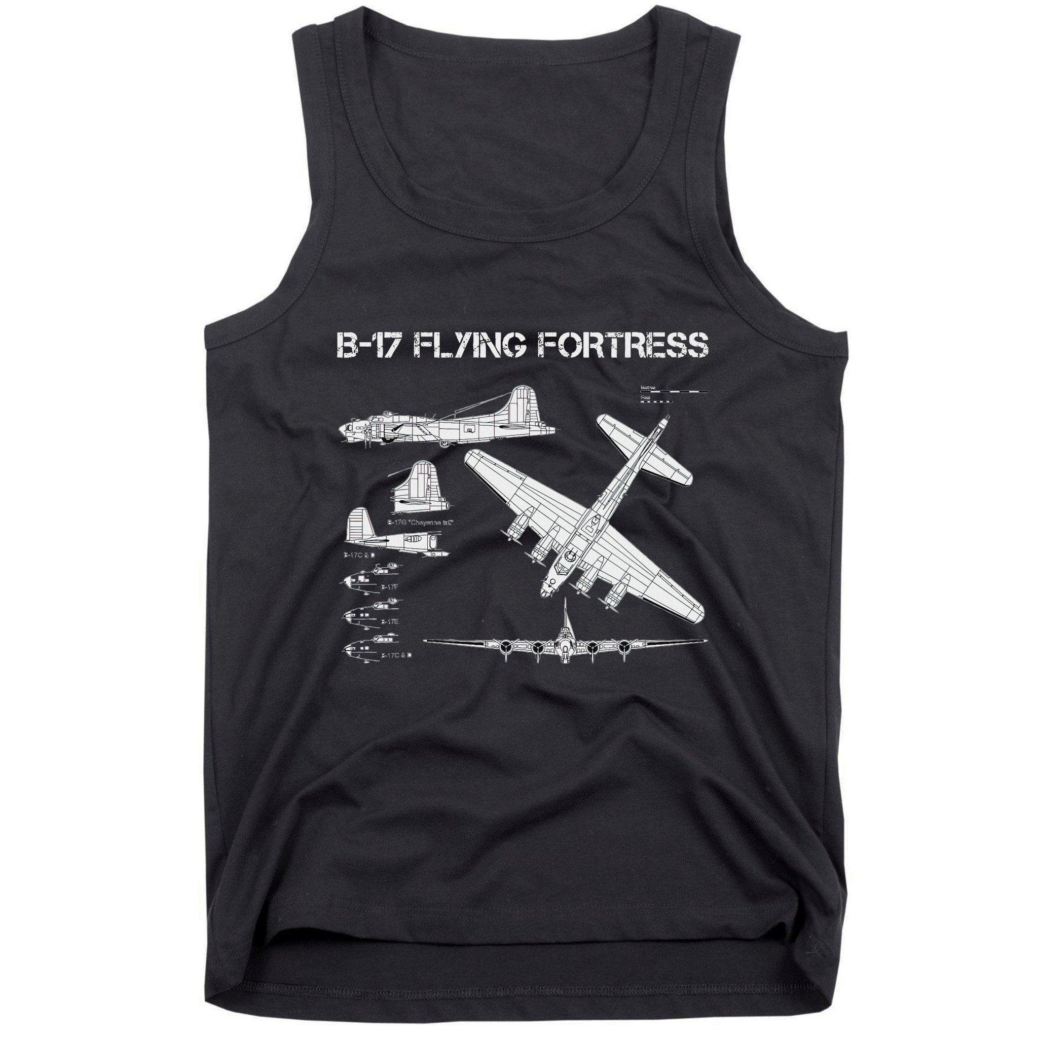 B 17 Flying Fortress Ww2 Heavy Bomber Aircraft Blueprint Tank Top