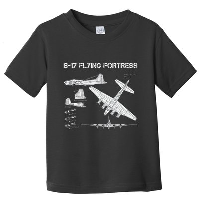 B 17 Flying Fortress Ww2 Heavy Bomber Aircraft Blueprint Toddler T-Shirt