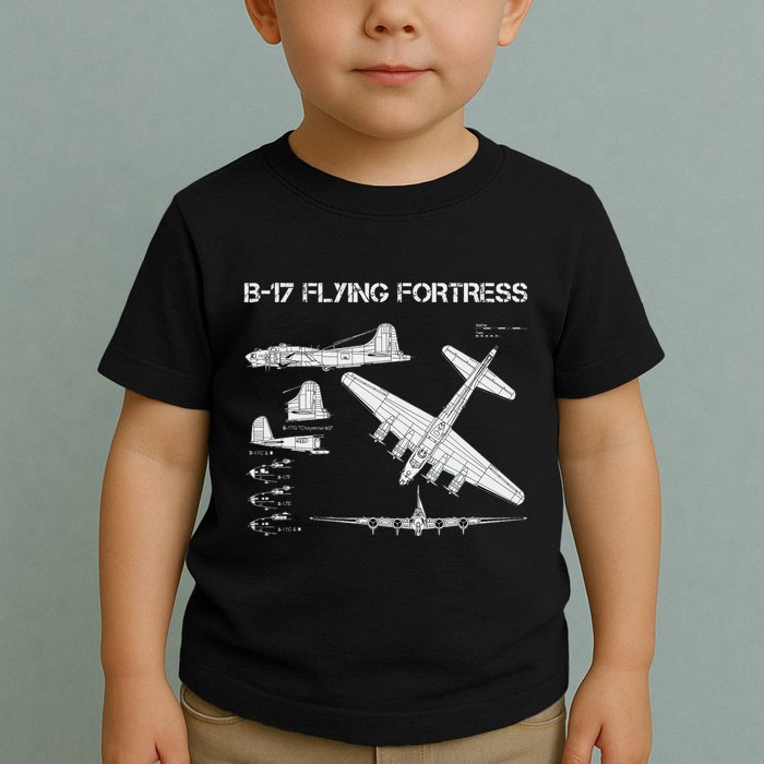 B 17 Flying Fortress Ww2 Heavy Bomber Aircraft Blueprint Toddler T-Shirt