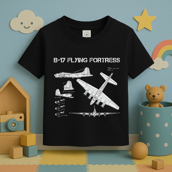 B 17 Flying Fortress Ww2 Heavy Bomber Aircraft Blueprint Toddler T-Shirt