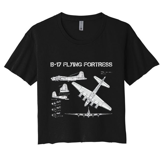 B 17 Flying Fortress Ww2 Heavy Bomber Aircraft Blueprint Crop Top