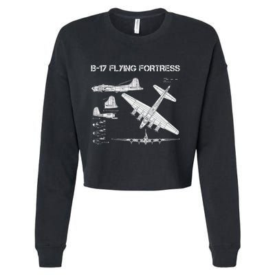 B 17 Flying Fortress Ww2 Heavy Bomber Aircraft Blueprint Cropped Pullover Crew