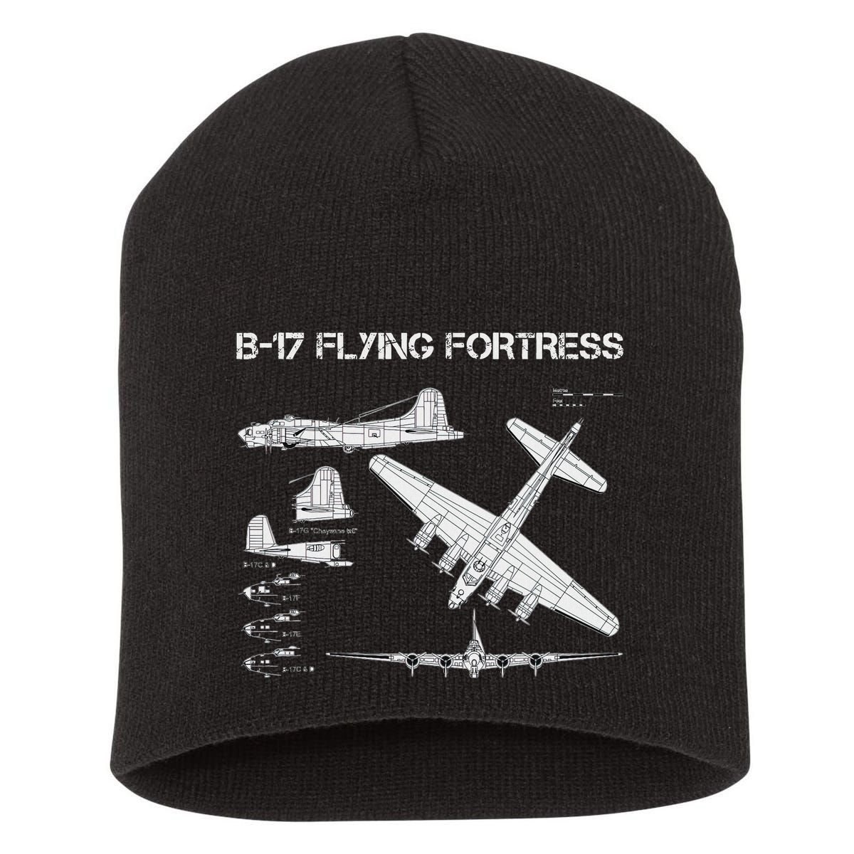 B 17 Flying Fortress Ww2 Heavy Bomber Aircraft Blueprint Short Acrylic Beanie