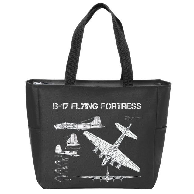 B 17 Flying Fortress Ww2 Heavy Bomber Aircraft Blueprint Zip Tote Bag