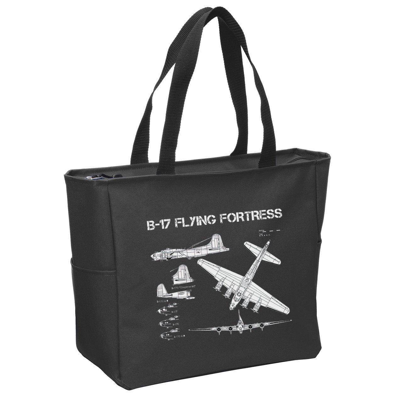 B 17 Flying Fortress Ww2 Heavy Bomber Aircraft Blueprint Zip Tote Bag