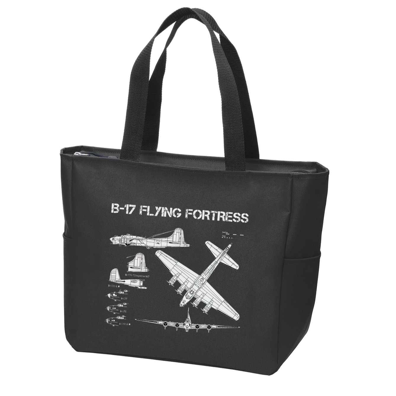 B 17 Flying Fortress Ww2 Heavy Bomber Aircraft Blueprint Zip Tote Bag