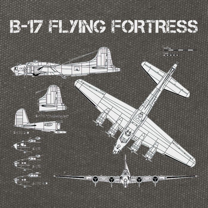 B 17 Flying Fortress Ww2 Heavy Bomber Aircraft Blueprint Cotton Canvas Backpack