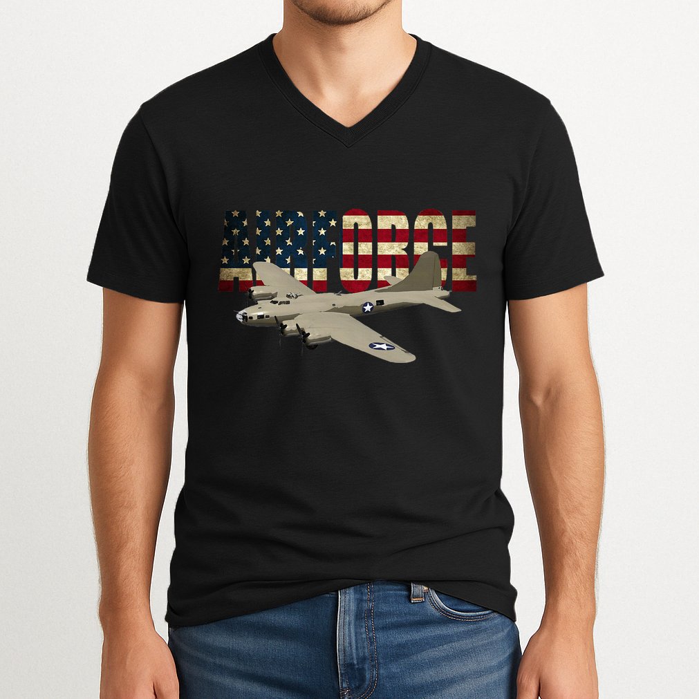 B 17 Flying Fortress B17 Bomber V-Neck T-Shirt