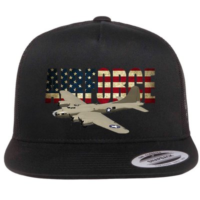 B 17 Flying Fortress B17 Bomber Flat Bill Trucker Hat