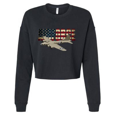 B 17 Flying Fortress B17 Bomber Cropped Pullover Crew