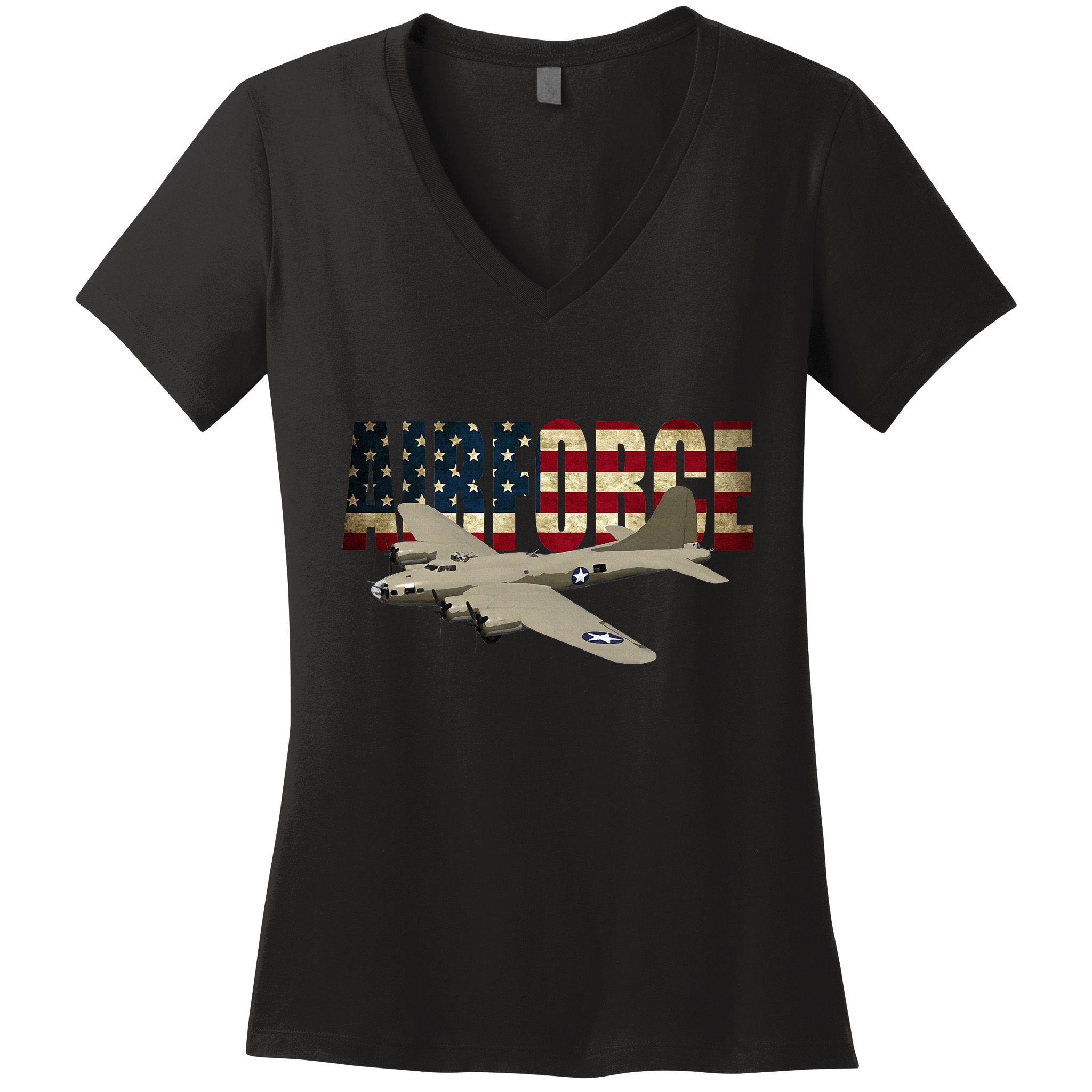 B 17 Flying Fortress B17 Bomber Women's V-Neck T-Shirt