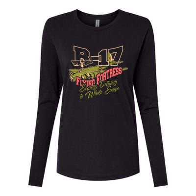 B 17 Flying Fortress Womens Cotton Relaxed Long Sleeve T-Shirt