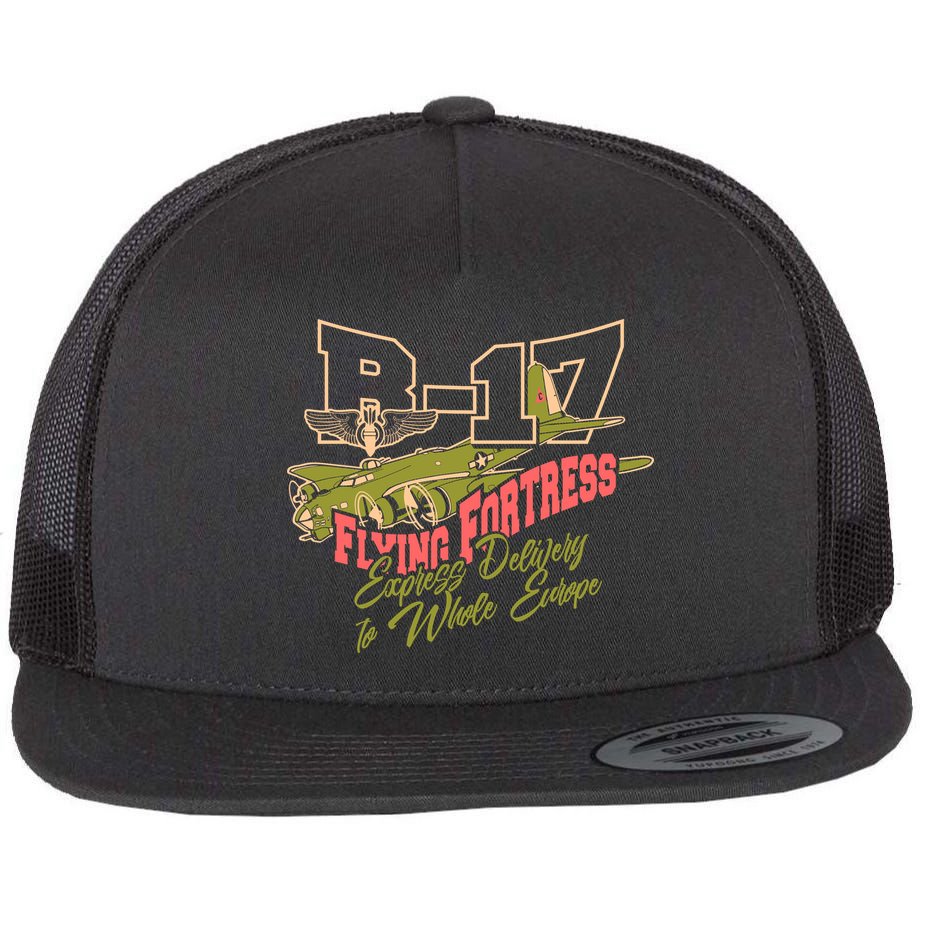B 17 Flying Fortress Flat Bill Trucker Hat