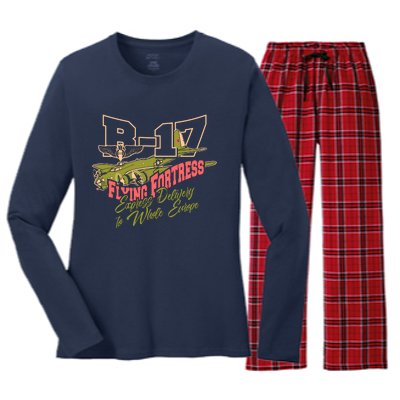 B 17 Flying Fortress Women's Long Sleeve Flannel Pajama Set 