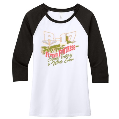 B 17 Flying Fortress Women's Tri-Blend 3/4-Sleeve Raglan Shirt