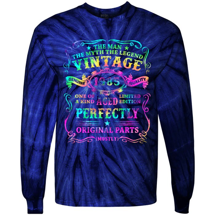 Birthday 1985 Gift Vintage 37 Birthday Tie-Dye Long Sleeve Shirt