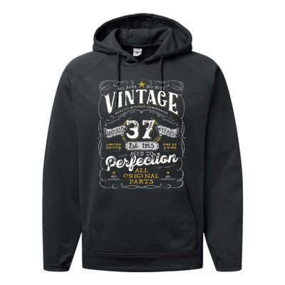 Birthday 1985 Gift Vintage 37 Years Old Tie Dye Performance Fleece Hoodie