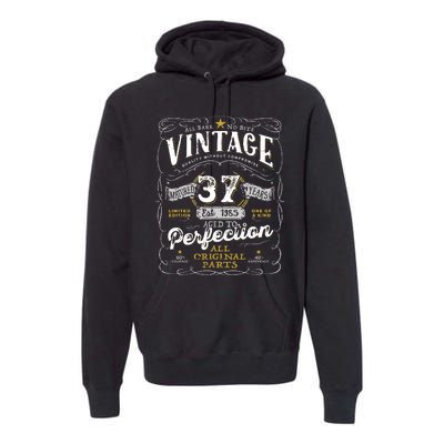 Birthday 1985 Gift Vintage 37 Years Old Tie Dye Premium Hoodie