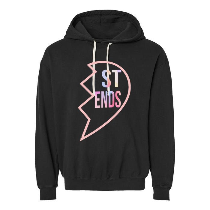 Bff 1 Heart In 2 Best Friends Matching 2nd Part Garment-Dyed Fleece Hoodie