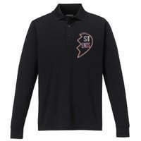 Bff 1 Heart In 2 Best Friends Matching 2nd Part Performance Long Sleeve Polo