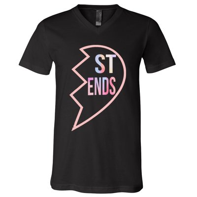 Bff 1 Heart In 2 Best Friends Matching 2nd Part V-Neck T-Shirt