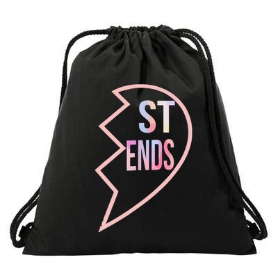 Bff 1 Heart In 2 Best Friends Matching 2nd Part Drawstring Bag