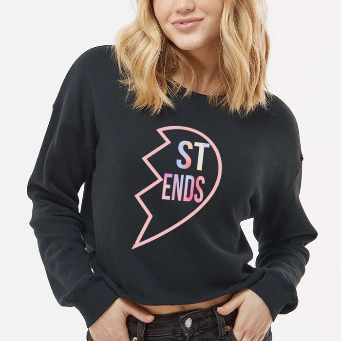 Bff 1 Heart In 2 Best Friends Matching 2nd Part Cropped Pullover Crew
