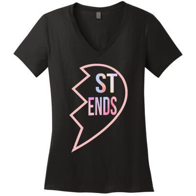 Bff 1 Heart In 2 Best Friends Matching 2nd Part Women's V-Neck T-Shirt