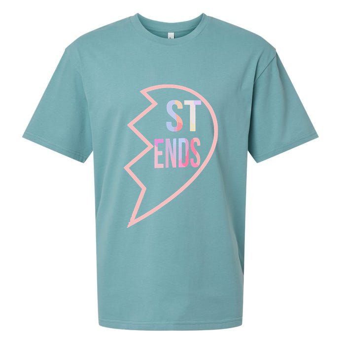 Bff 1 Heart In 2 Best Friends Matching 2nd Part Sueded Cloud Jersey T-Shirt