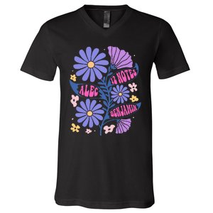 Benjamin 12 Notes Flower Art Alec V-Neck T-Shirt