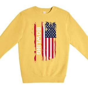 Bowling 10 Pins And Strikes And Spares In America Great Gift Premium Crewneck Sweatshirt