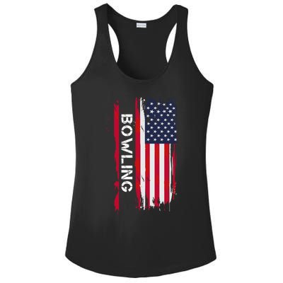 Bowling 10 Pins And Strikes And Spares In America Great Gift Ladies PosiCharge Competitor Racerback Tank